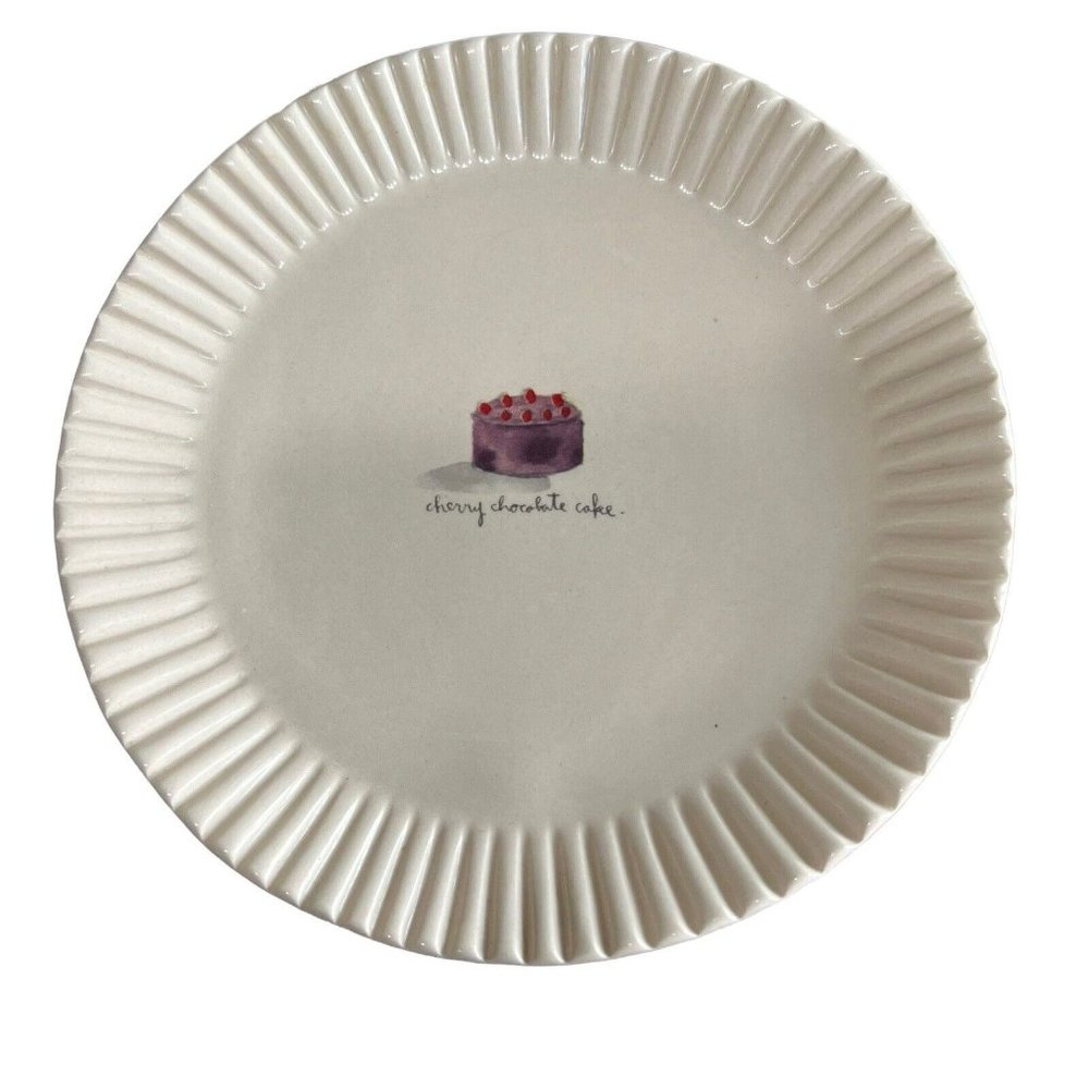 Rae Dunn Magenta Cherry Chocolate Cake Dessert Pie Plate Fluted Rim 1 Plate READ
